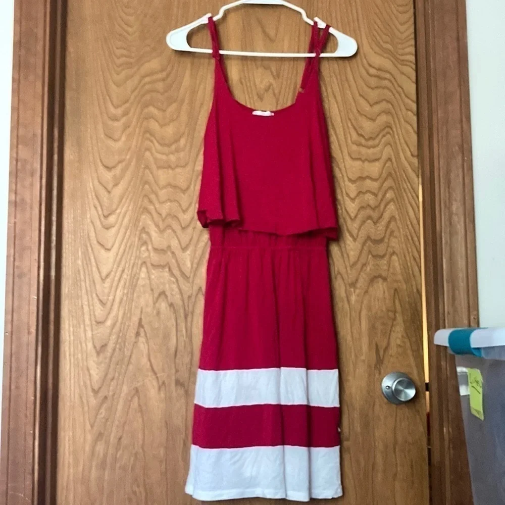 Charming Charlie Size Medium red and white striped  cami dress great condition